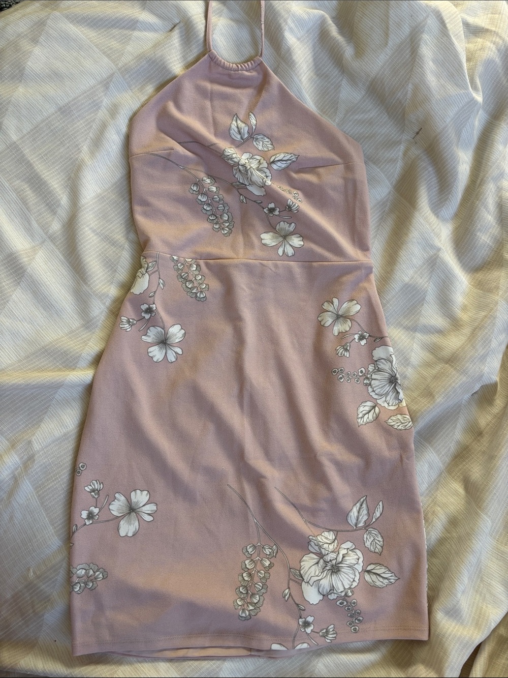 Express Dusty Pink Floral Halter Mini Dress